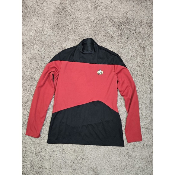 Star Trek TNG Command Red Uniform Shirt Adult Cosplay Costume Long Sleeve - Picture 1 of 6